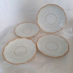 Vintage CHINA 4 Saucers White Gold Trim Austria